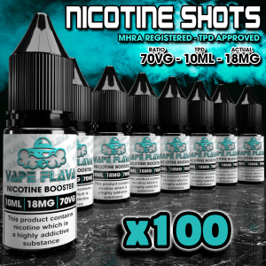100x Nicotine Shot 10ml - 18mg - 70vg
